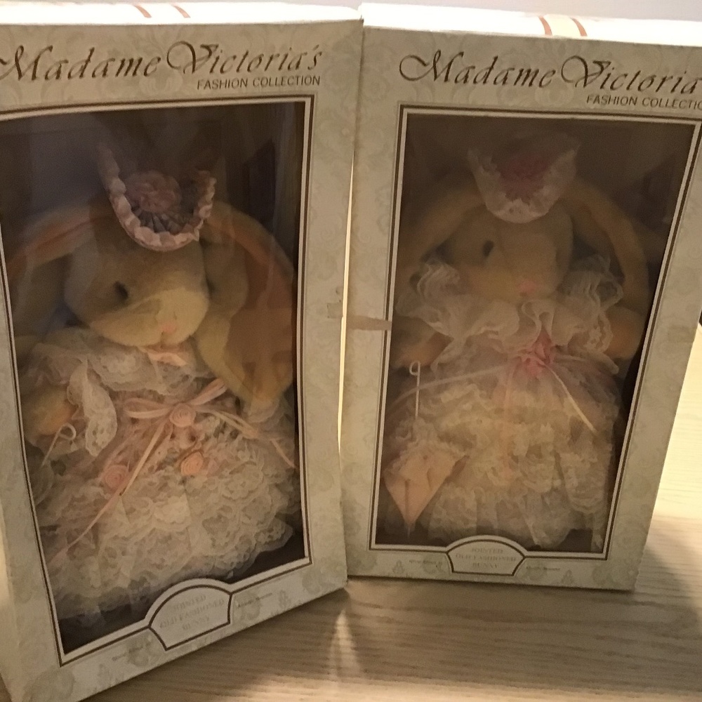 2 Madame Victoria’s Fashion Collection Vintage Jointed  Bunnies- SOLD